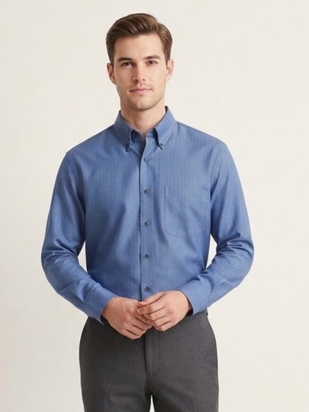 Club Room Men's Blue Button-Down Dress Shirt